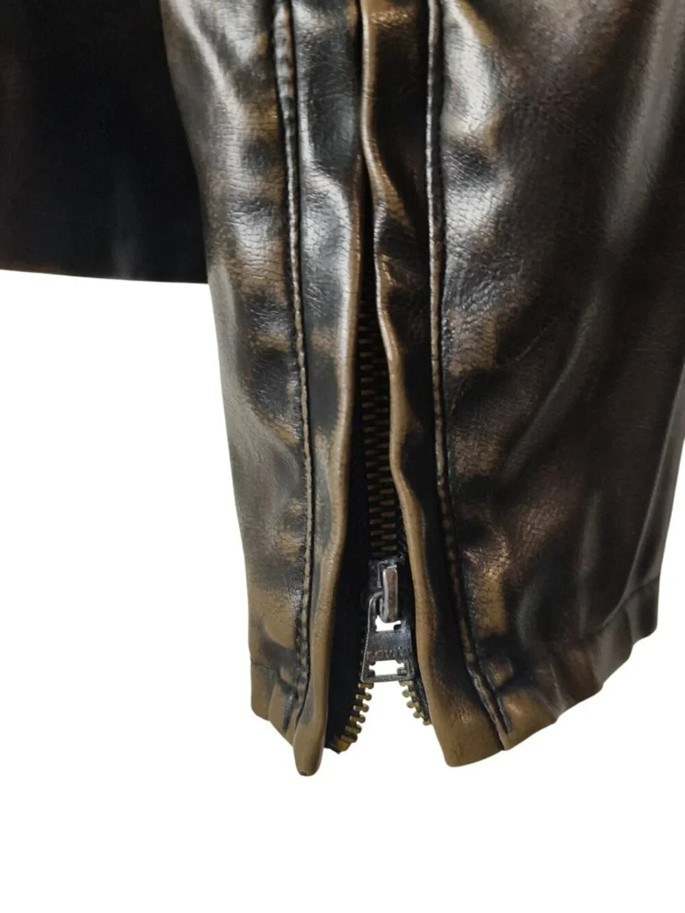 Vtg Levis Mens L Moto Coat Distressed Hooded Brown Leather Fleece Lined Jacket
